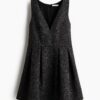 H & M - Bouclé jurk - Zwart Gemêleerd