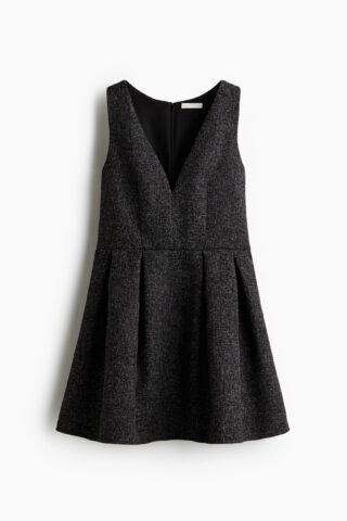 H & M - Bouclé jurk - Zwart Gemêleerd