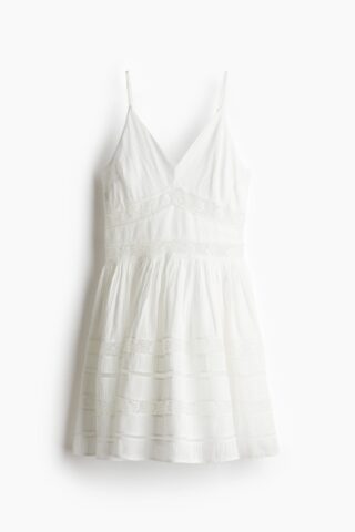 H & M - Katoenen jurk met kant - Wit