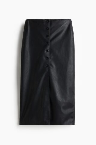 H & M - Kokerrok met coating - Zwart