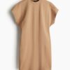 H & M - Tricot jurk met korte mouwen - Beige
