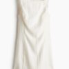 H & M - Twill jurk met vierkante hals - Roomwit