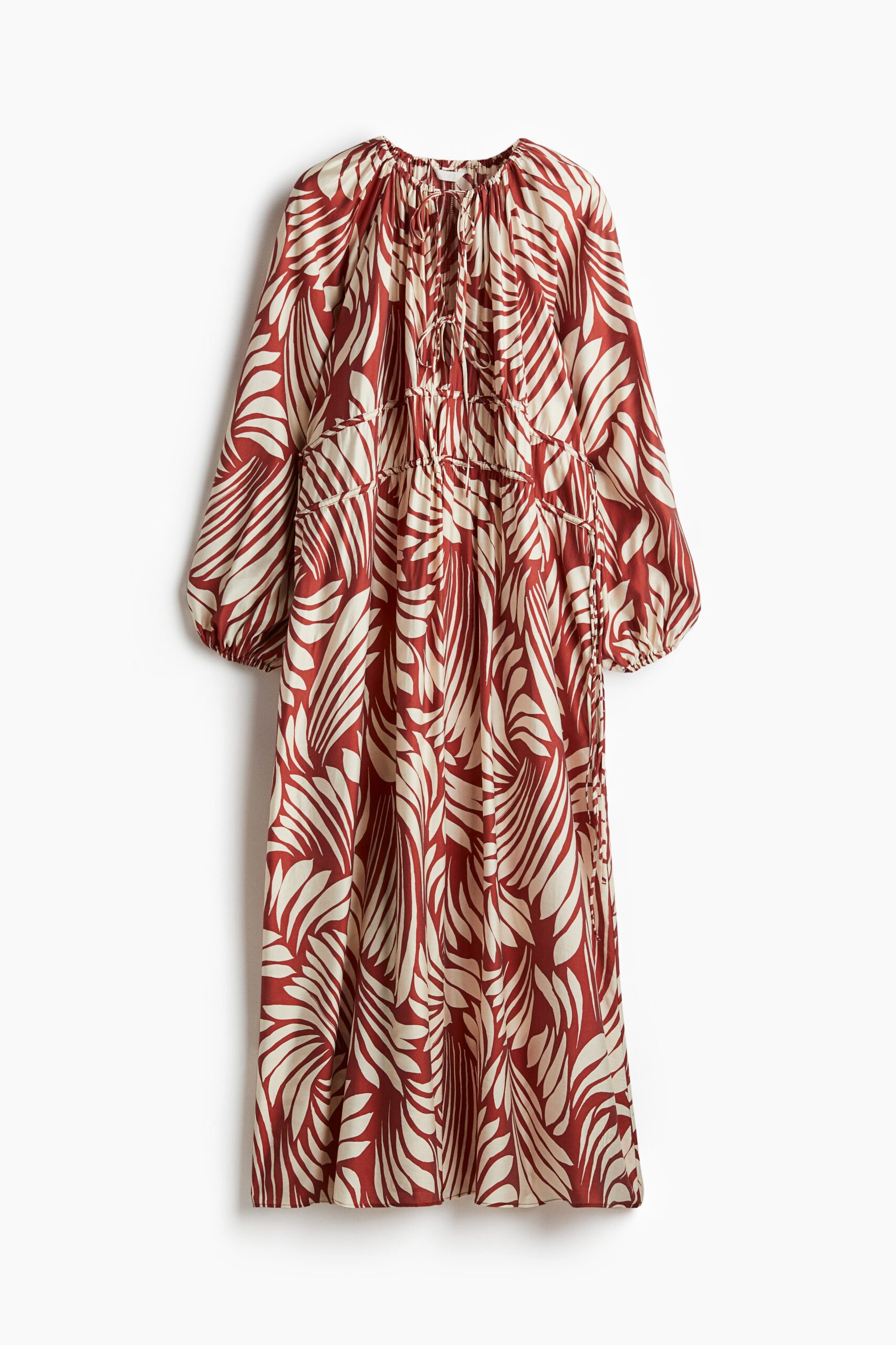 H & M - Oversized jurk met drawstrings - Rood/Dessin H & M - Oversized jurk met drawstrings - Rood/Dessin