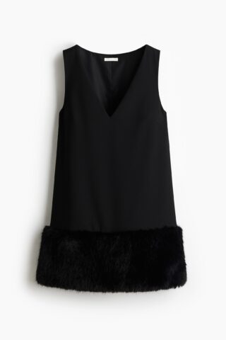 H & M - Shift-jurk met V-hals - Zwart