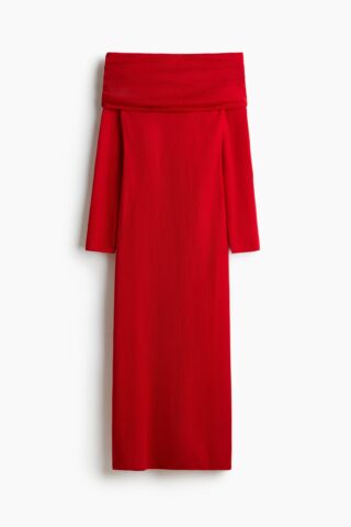 H & M - Off-the-shoulderjurk - Rood