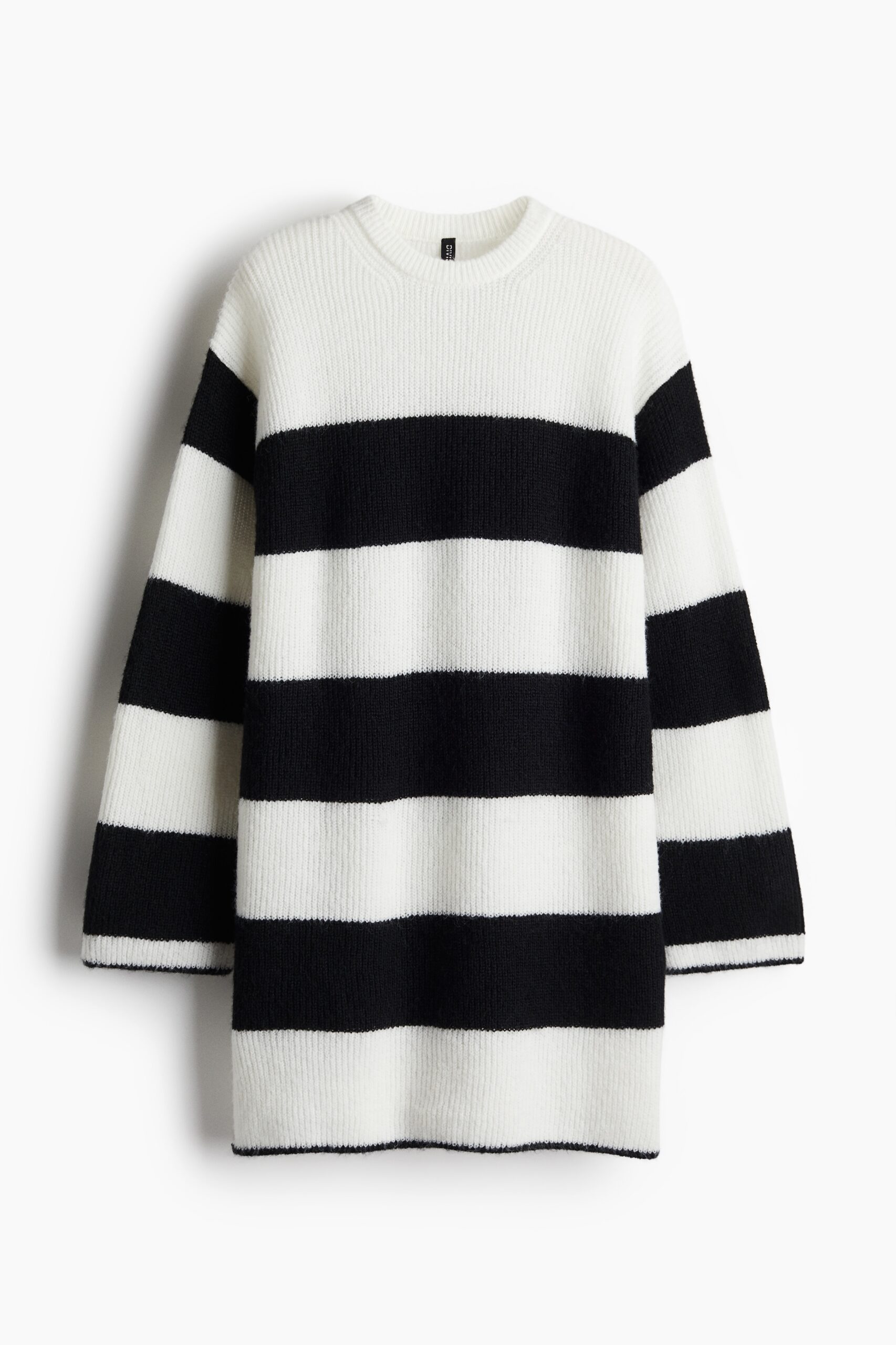 H & M - Ribgebreide jurk - Roomwit/Gestreept