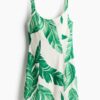 H & M - Gebreide mini-jurk - Wit/Groen Dessin