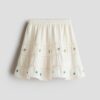 H & M - Katoenen rok met borduursel - Roomwit/Bloemen