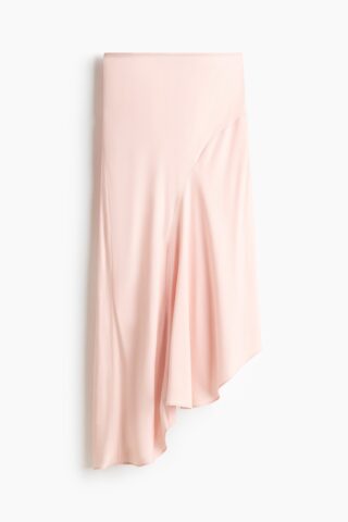 H & M - Asymmetrische satijnen rok - Lichtroze
