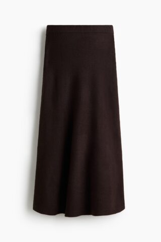 H & M - Uitlopende gebreide rok - Donkerbruin