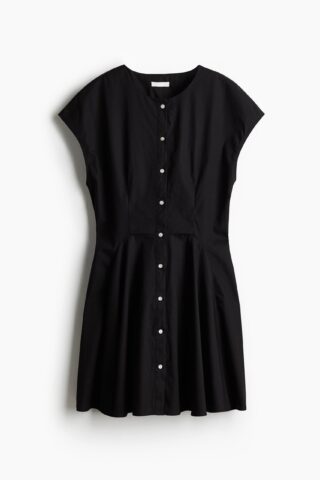 H & M - Katoenen doorknoopjurk - Zwart
