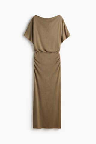H & M - Gebreide jurk met boothals - Kakigroen