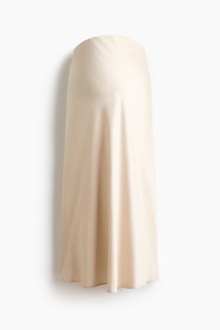 H & M - MAMA Satijnen slip-on rok - Lichtbeige