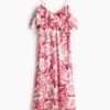H & M - Cold-shoulderjurk met volants - Wit/Roze Bloemen