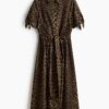 H & M - Overhemdjurk met korte mouwen - Beige/Luipaarddessin