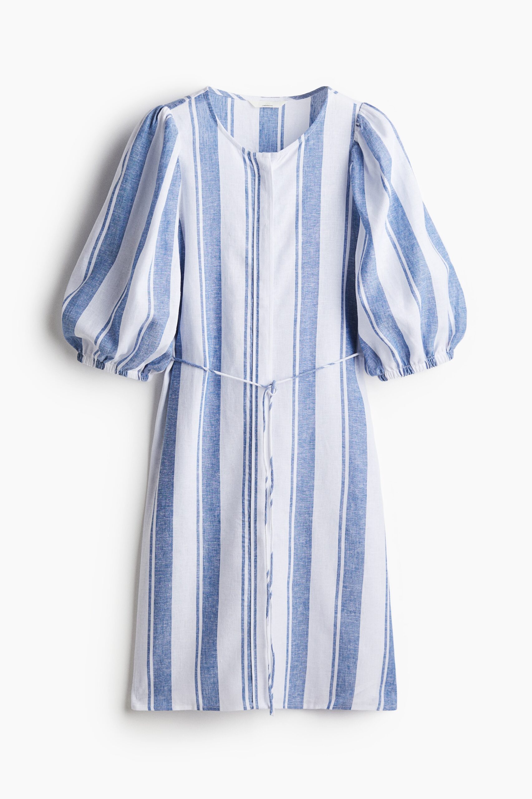 H & M - Jurk van linnenmix - Wit/Blauw Gestreept H & M - Jurk van linnenmix - Wit/Blauw Gestreept
