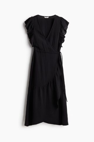 H & M - Overslagjurk van mousseline - Zwart