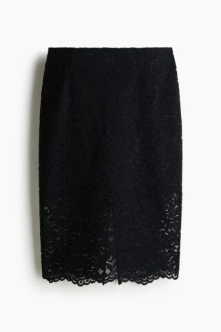 H & M - Kanten kokerrok - Zwart