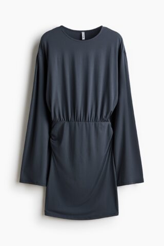 H & M - Tricot jurk met lange mouwen - Donkerblauw