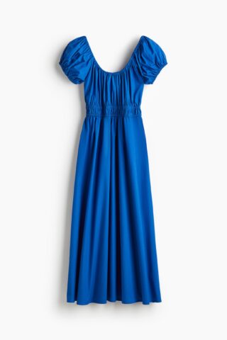 H & M - Popeline off-the-shoulderjurk - Blauw