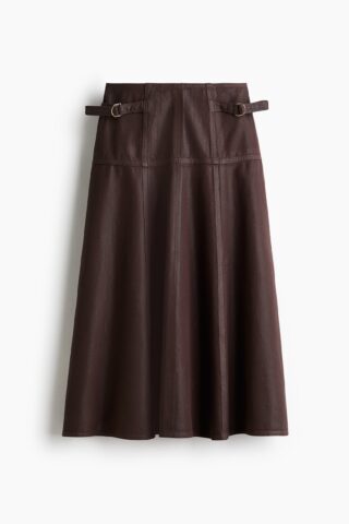 H & M - Denim A-linerok - Donkerbruin