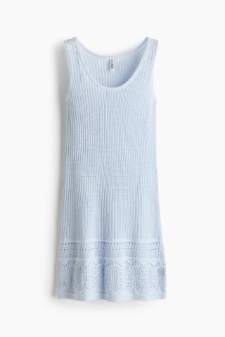 H & M - Jurk met ajourgebreide rand - Lichtblauw