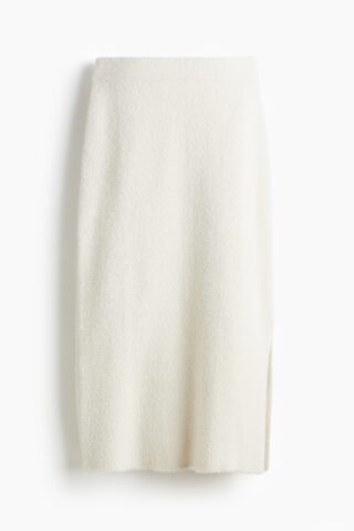 H & M - Gebreide fluffy rok - Roomwit