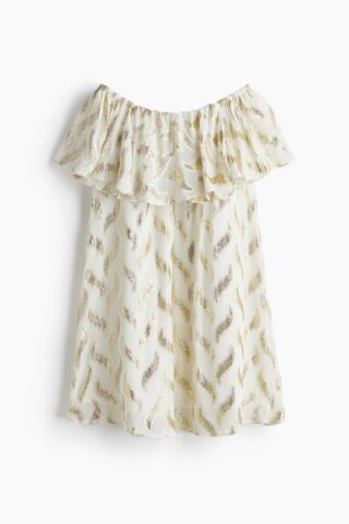 H & M - Jacquardgeweven off-the-shoulderjurk - Roomwit