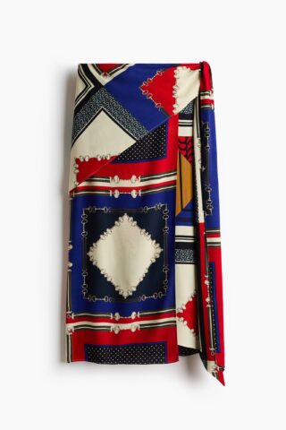 H & M - Rok met sjaaldetail - Rood/Blauw Dessin