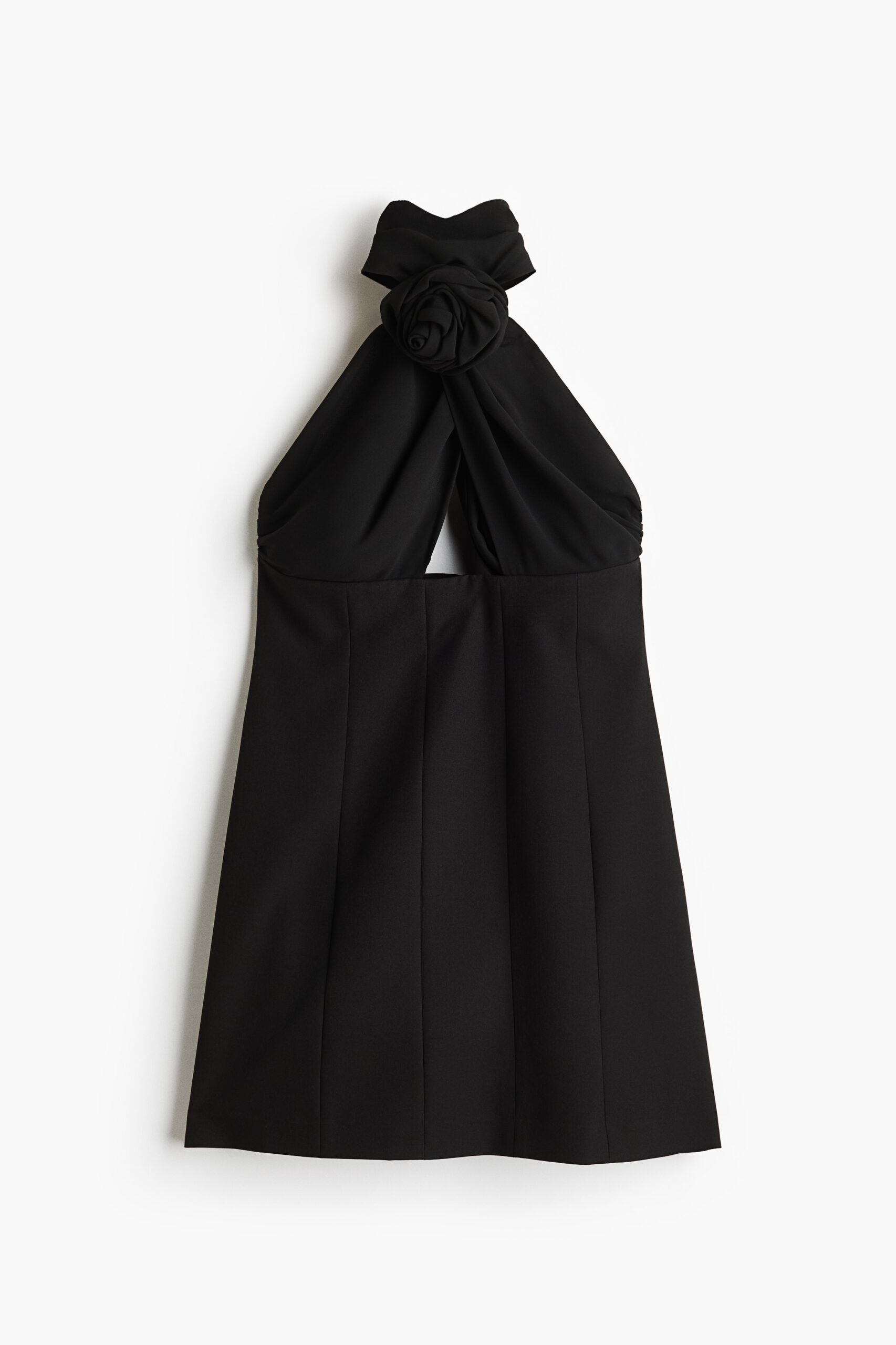 H & M - Halterjurk met roos - Zwart