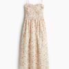 H & M - Jurk met smokwerk - Wit/Bloemen