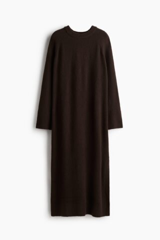 H & M - Gebreide maxi-jurk - Donkerbruin