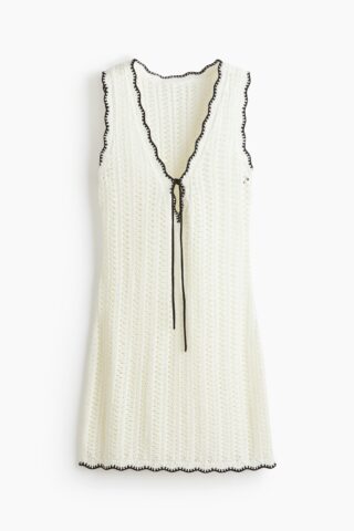H & M - Ajourgebreide strandjurk - Wit