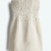 H & M - Bandeaujurk van linnenmix - Lichtbeige