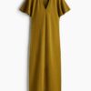H & M - Interlockjurk met V-hals - Olijfgroen