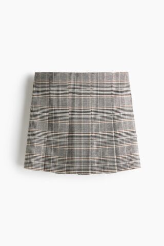 H & M - Plissérok - Beige/Geruit