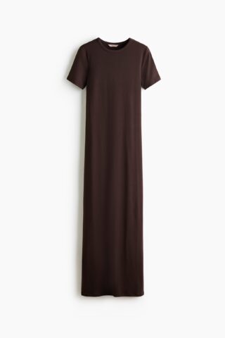 H & M - Lange T-shirtjurk - Donkerbruin