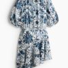 H & M - Jurk met volant - Wit/Blauwe Bloemen