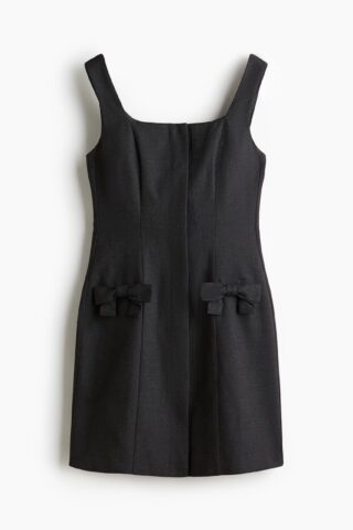 H & M - Twill jurk met strikken - Donkergrijs