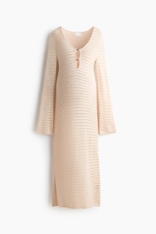 H & M - MAMA Jurk met gehaakte look - Lichtbeige