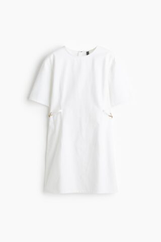 H & M - Denim jurk met gespjes - Wit