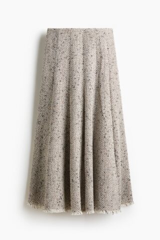 H & M - Rok met visgraatdessin - Wit/Dessin