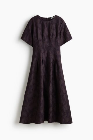 H & M - Jacquardgeweven jurk - Donkerpaars