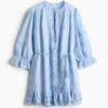 H & M - Katoenen jurk met broderie anglaise - Lichtblauw