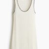H & M - Ribgebreide jurk - Wit/Zwart
