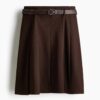 H & M - Rok met ceintuur - Donkerbruin