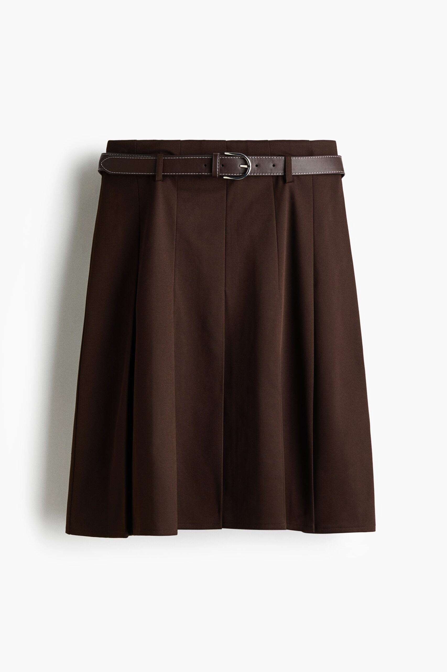 H & M - Rok met ceintuur - Donkerbruin