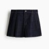 H & M - Denim plooirok - Donker Denimblauw