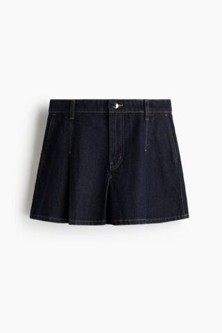H & M - Denim plooirok - Donker Denimblauw