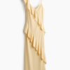H & M - Tricot jurk met volant - Lichtgeel